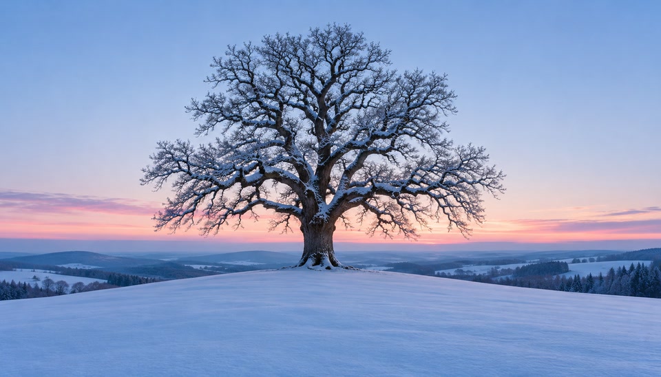 First frame: an oak in winter